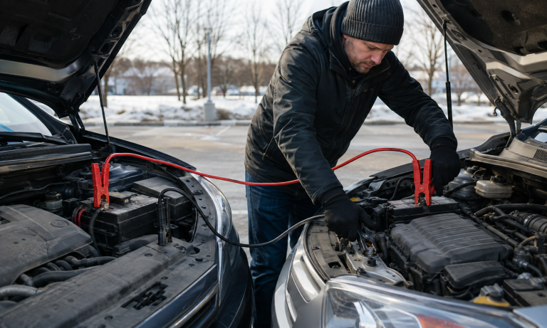 Прикурювання автомобіля від іншого авто взимку